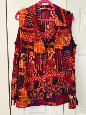 Melrose Studio Button Down Sleeveless Tunic Blouse